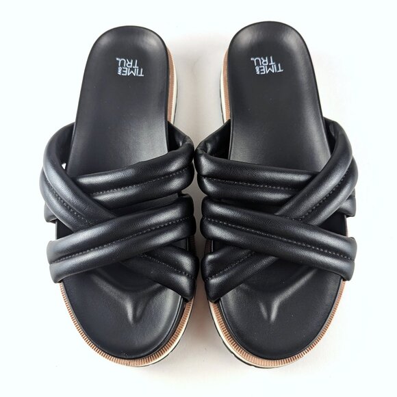 Time and Tru Black Criss Cross Sandals Size 7 - Picture 1 of 9